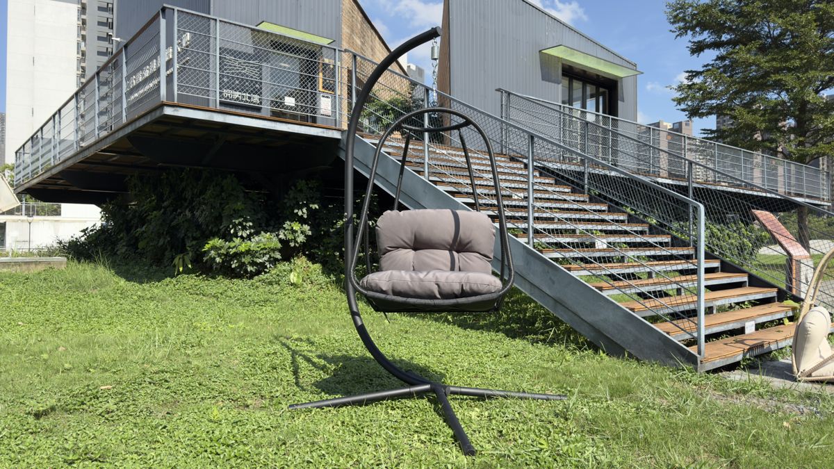 Hanging Egg Chair with Stand and Cup Holder — view 3