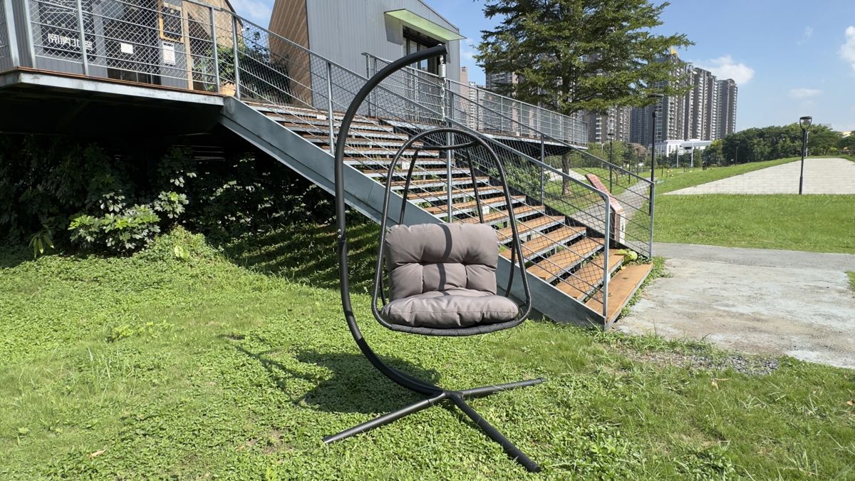 Hanging Egg Chair with Stand and Cup Holder — view 4