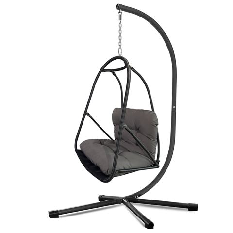 Hanging Egg Chair with Stand and Cup Holder