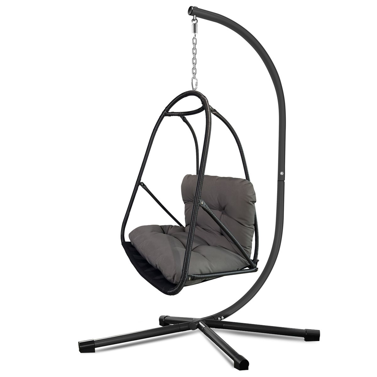 Hanging Egg Chair with Stand and Cup Holder
