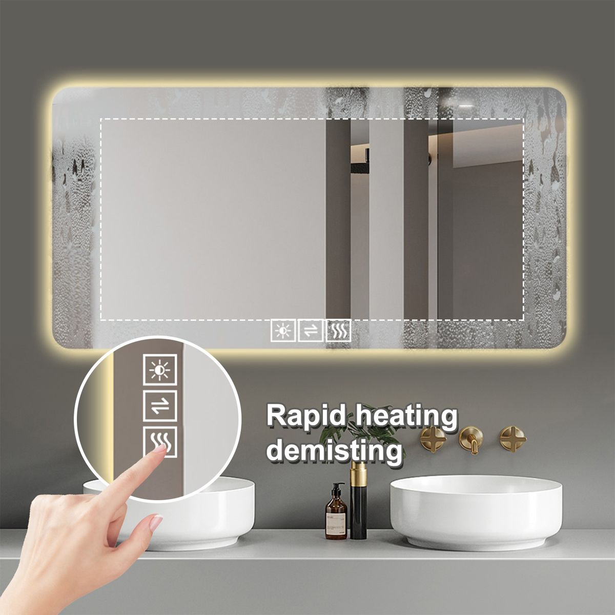 28 x 60 Backlit LED Mirror with Demist Function — view 4