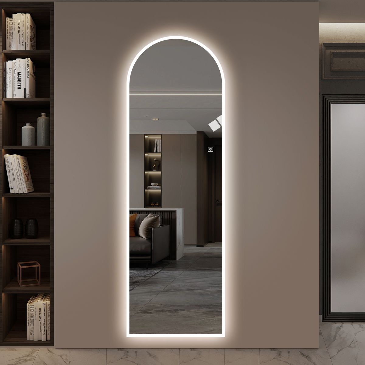 65x21-Inch Arched Frosted-Border LED Mirror — view 3