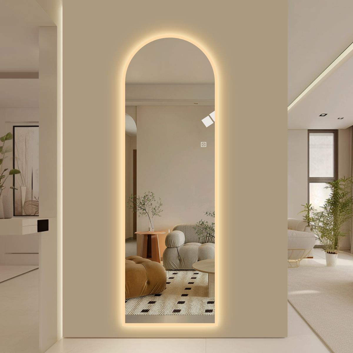 65x21-Inch Arched Frosted-Border LED Mirror — view 4