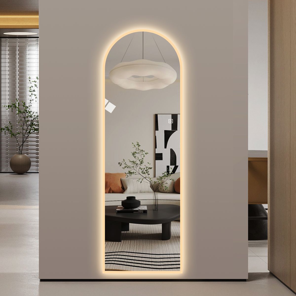 65x21-Inch Arched Frosted-Border LED Mirror