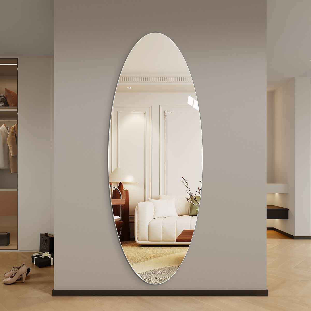 65-Inch Oval Full-Length Wall Mirror — view 3