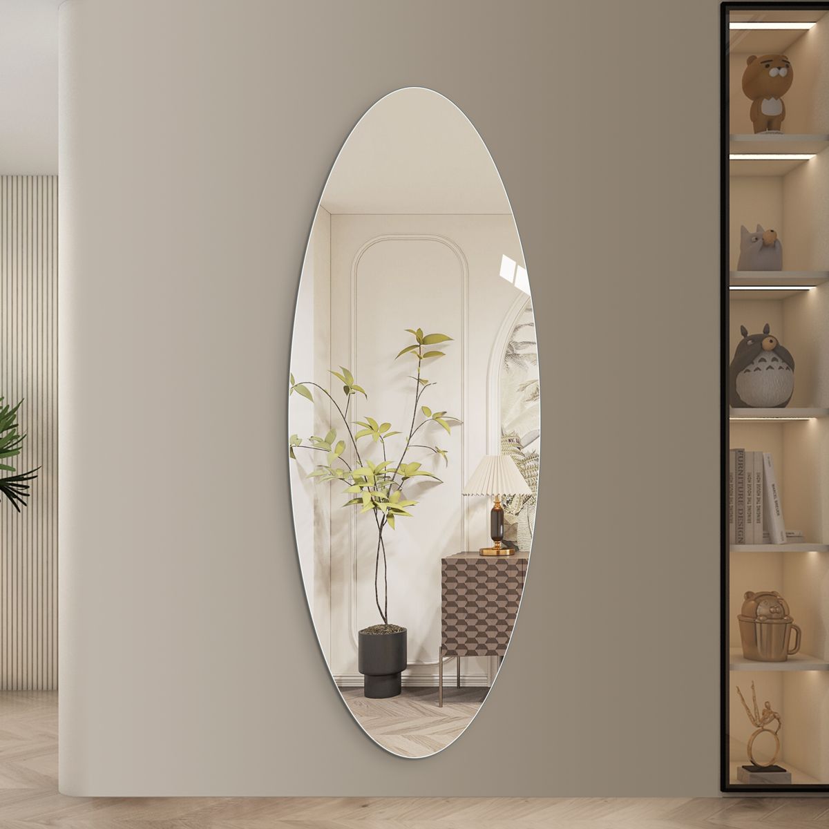 65-Inch Oval Full-Length Wall Mirror
