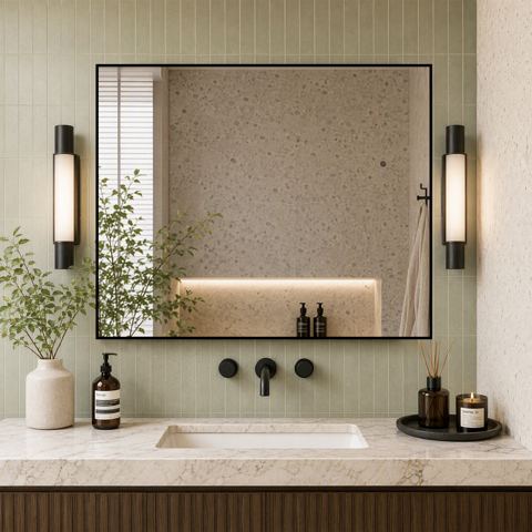 30 x 36 Black Aluminum Framed Wall Mirror