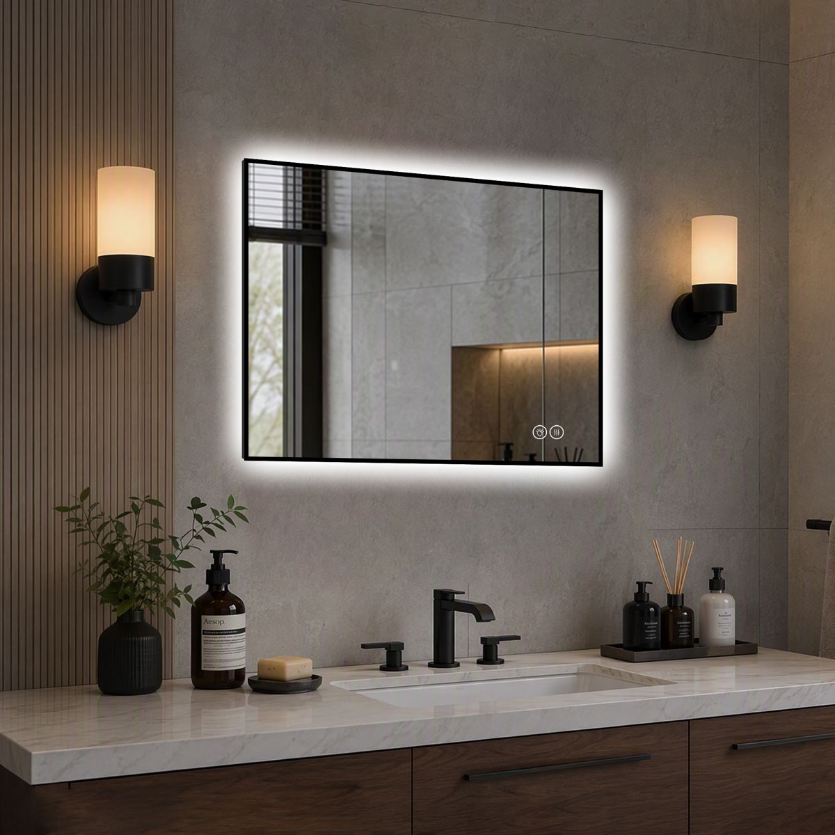 24 x 32 Aluminum Framed Backlit LED Mirror — view 2