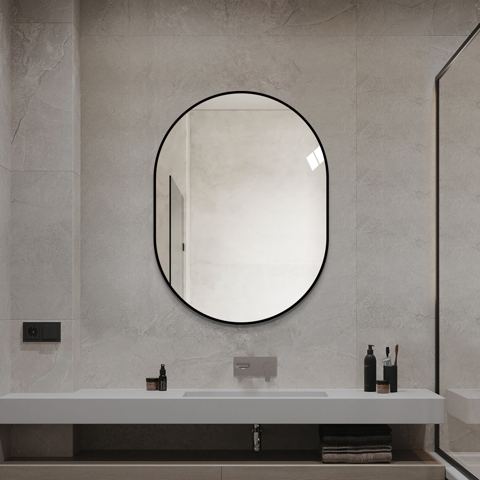 24 x 32 Capsule Mirror with Aluminum Frame