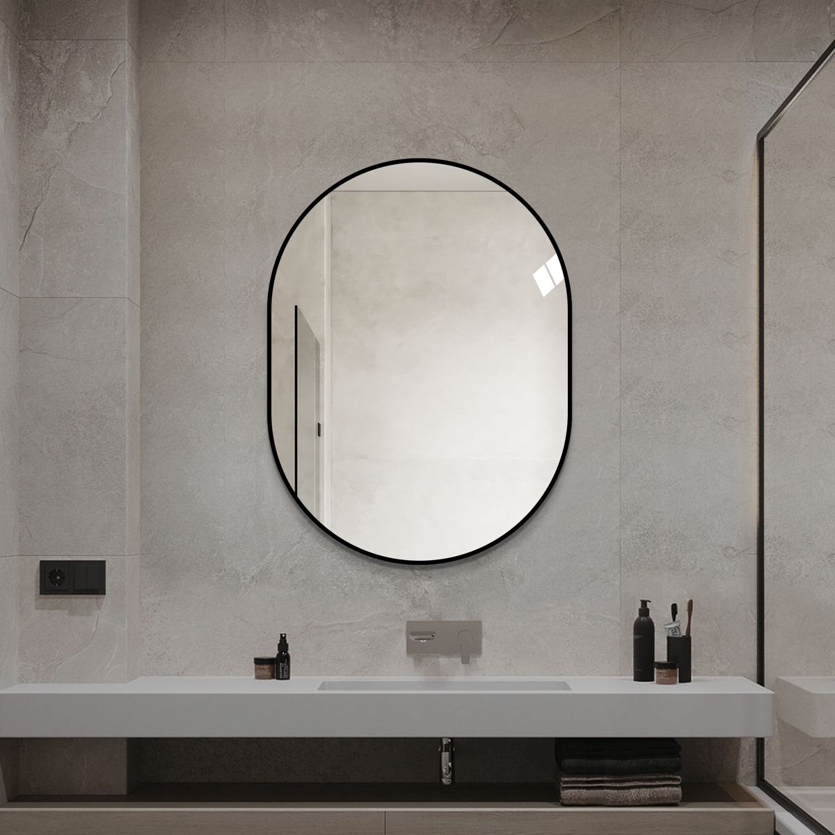24 x 32 Capsule Mirror with Aluminum Frame