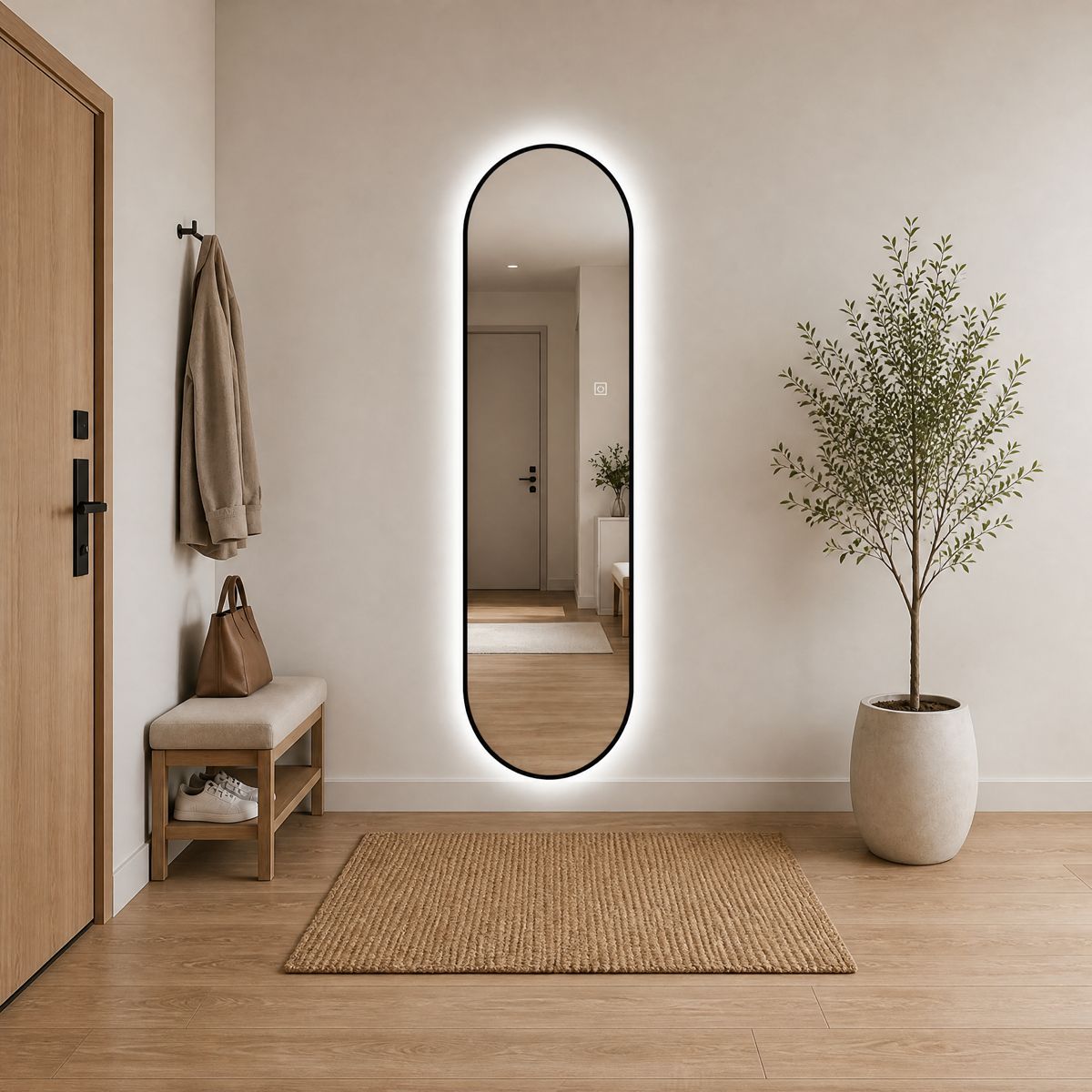 65-Inch Capsule Dimmable LED Full-Length Mirror