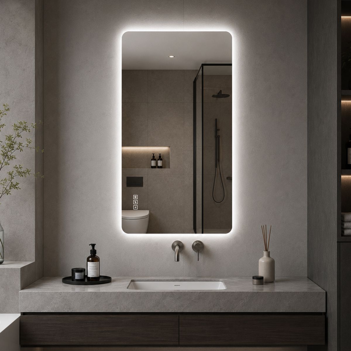 48 x 24 Rounded Rectangle Backlit LED Mirror — view 4