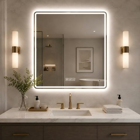 36 x 36 LED Mirror with Frosted Light Band