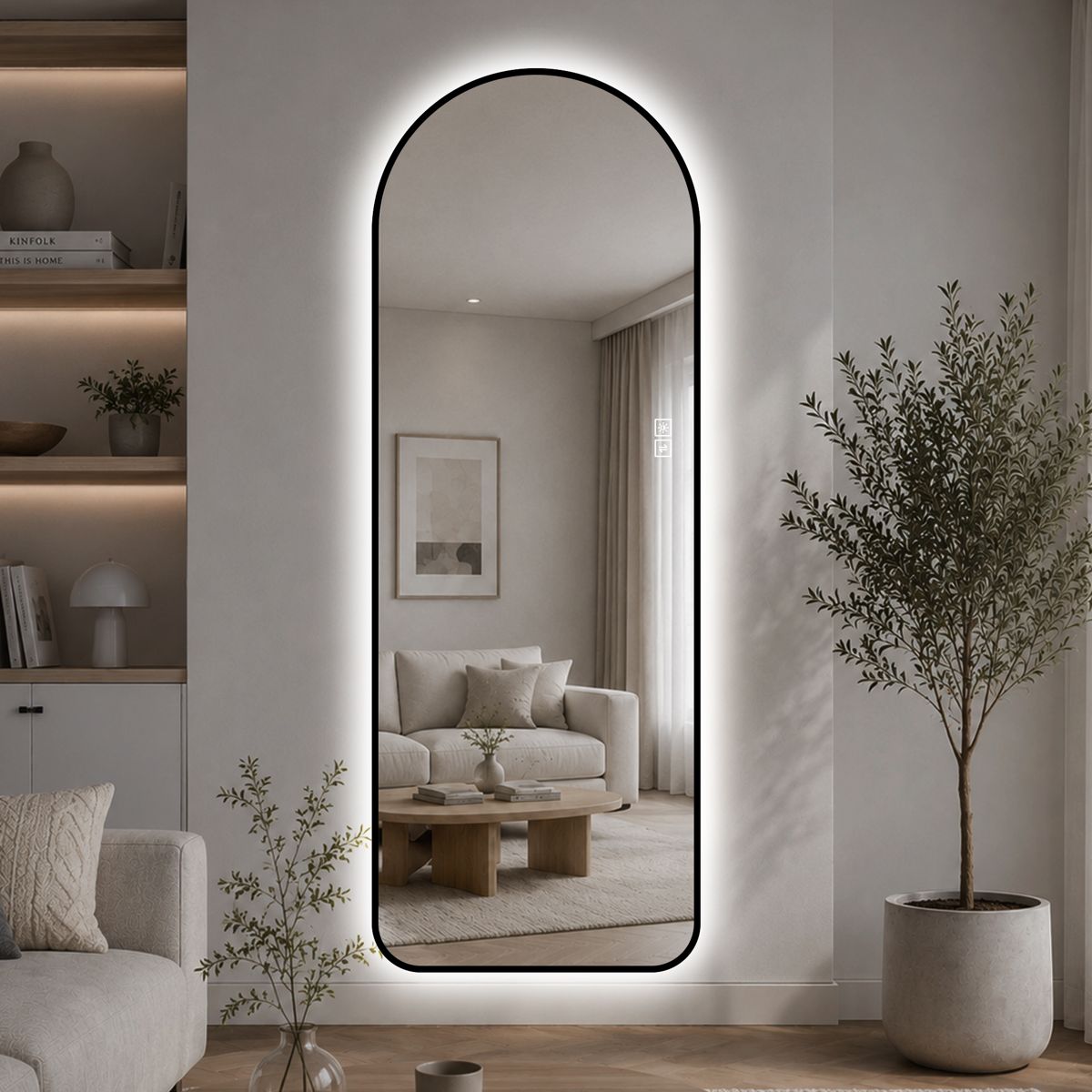 65x24-Inch Arched Aluminum-Frame LED Mirror — view 2