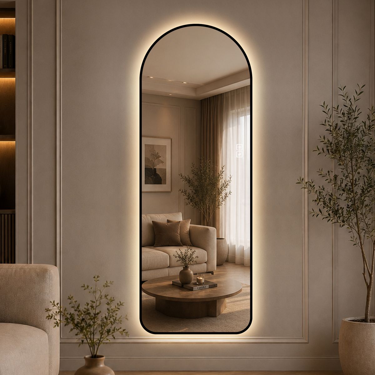 65x24-Inch Arched Aluminum-Frame LED Mirror — view 3