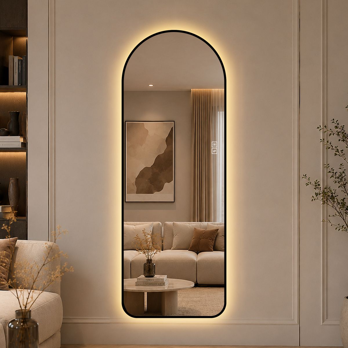 65x24-Inch Arched Aluminum-Frame LED Mirror — view 4