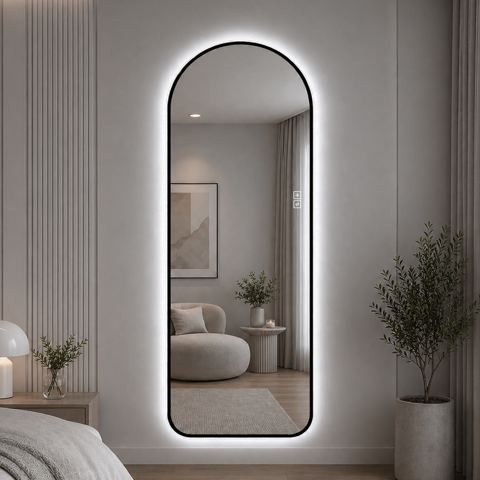 65x24-Inch Arched Aluminum-Frame LED Mirror
