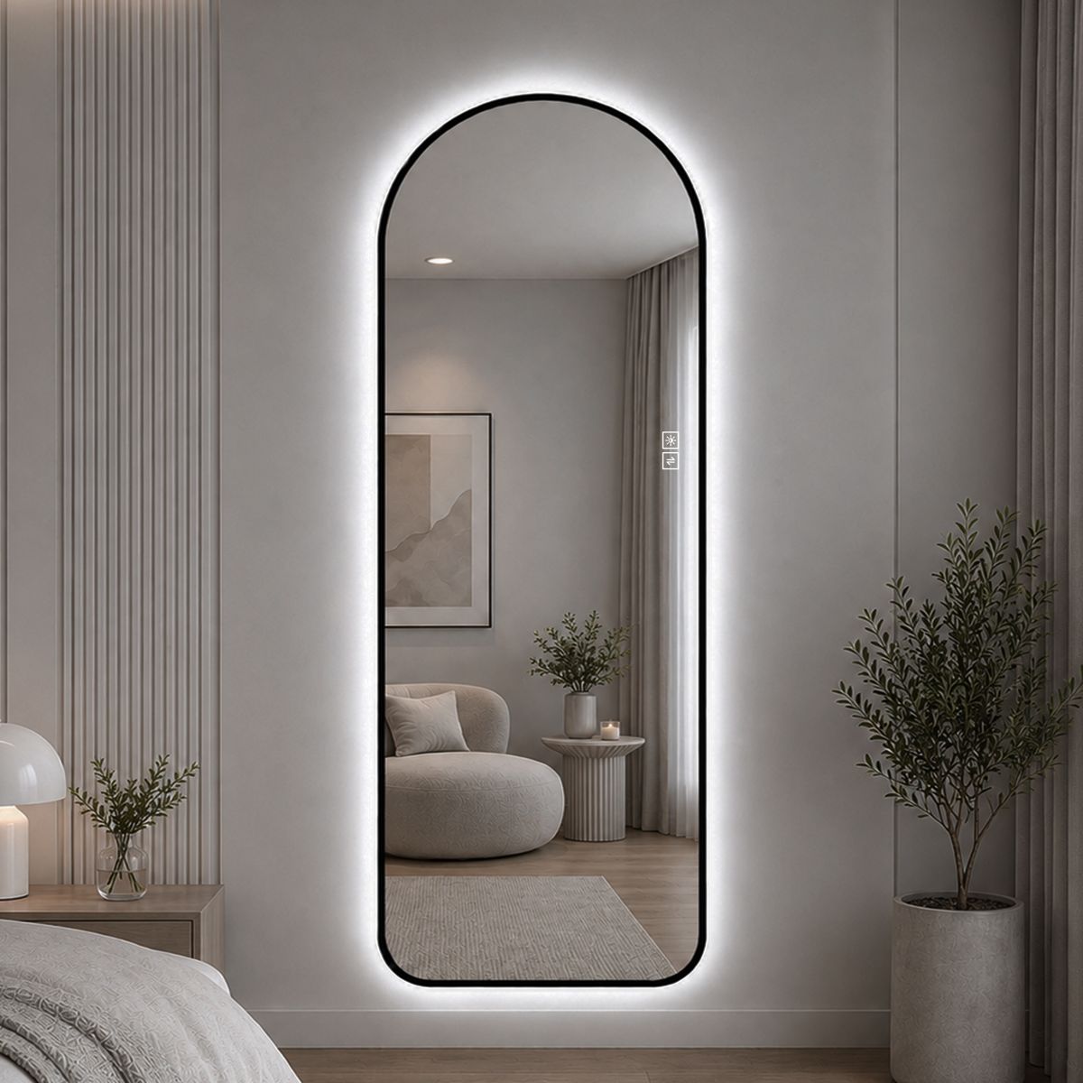 65x24-Inch Arched Aluminum-Frame LED Mirror