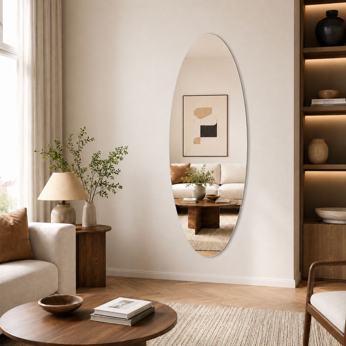 65x21-Inch Oval Full-Length Wall Mirror — view 3