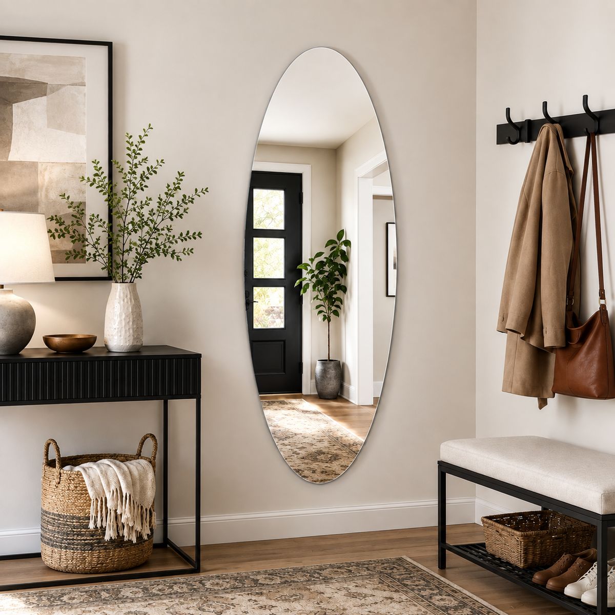 65x21-Inch Oval Full-Length Wall Mirror — view 4