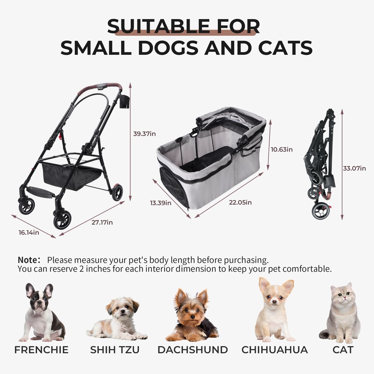 Swivel-Wheel Pet Stroller with Separable Carrier — view 2