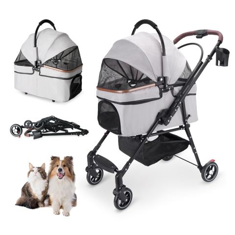Swivel-Wheel Pet Stroller with Separable Carrier
