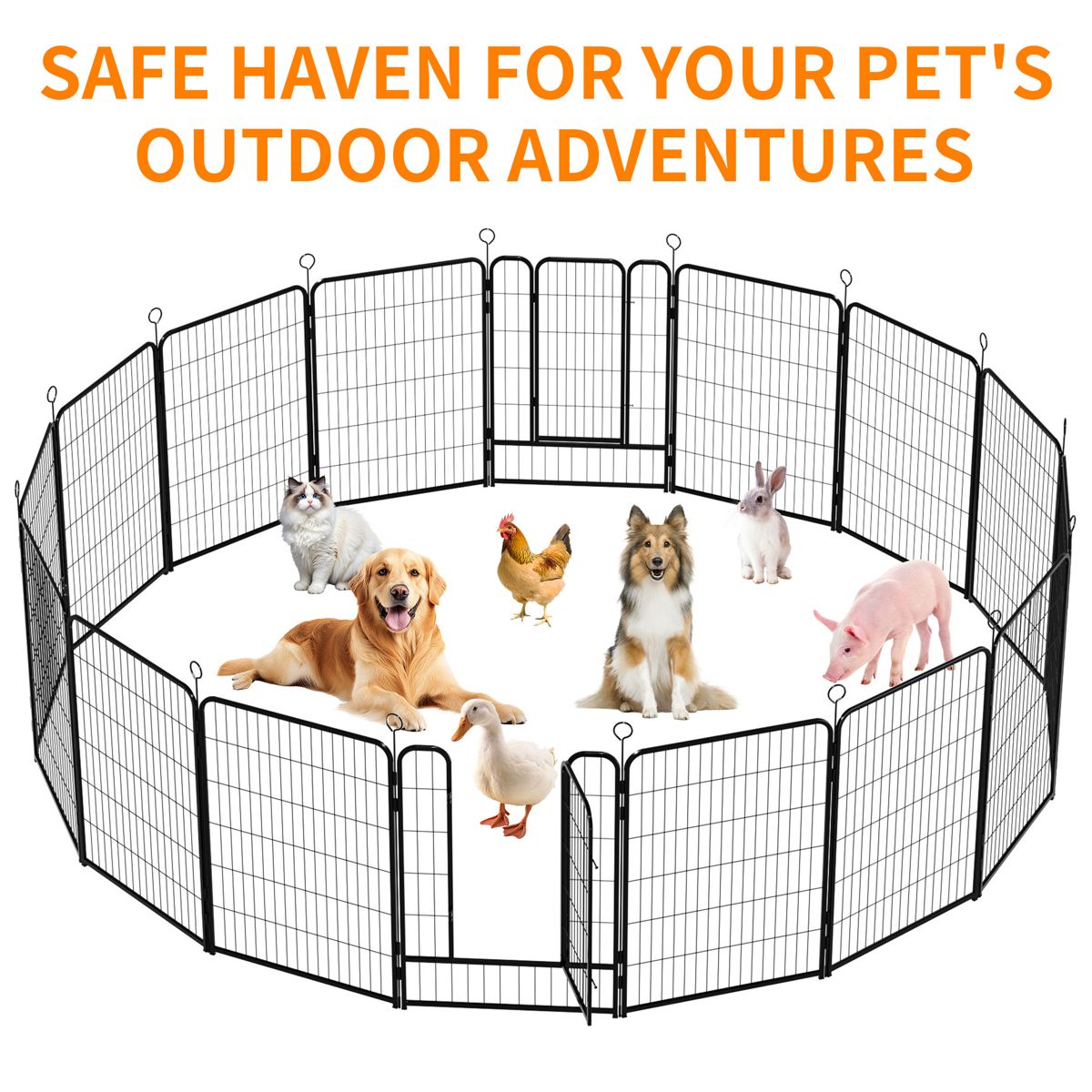 40-Inch 16-Panel Metal Dog Playpen — view 3