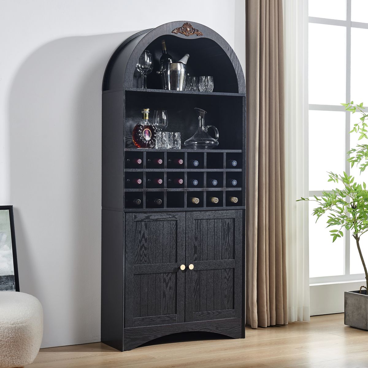 Arched Wine Cabinet with Removable Rack — view 2