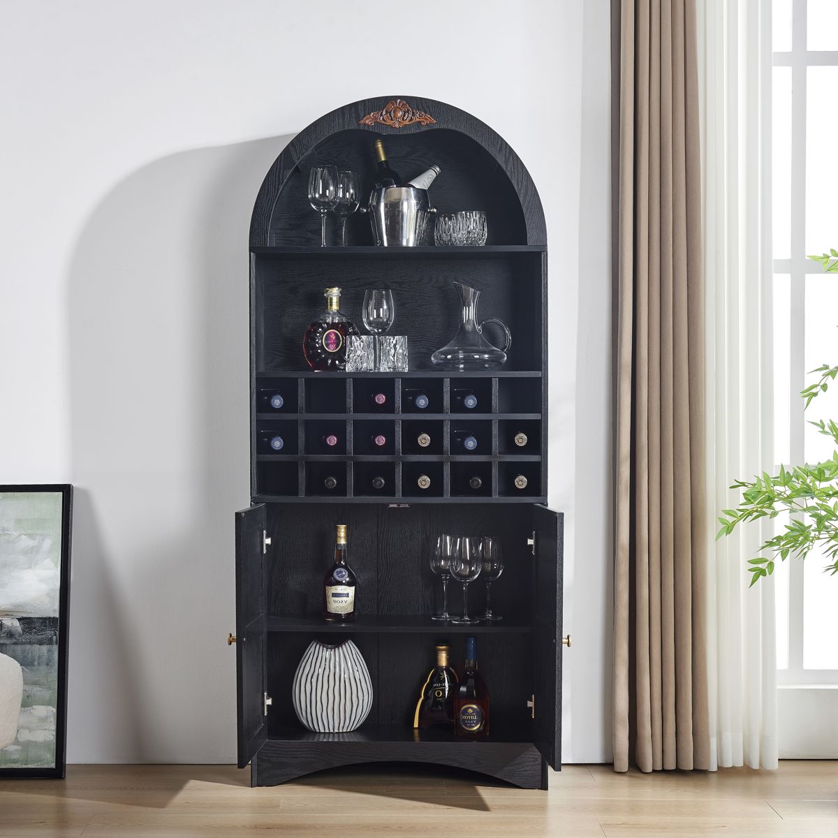 Arched Wine Cabinet with Removable Rack — view 3