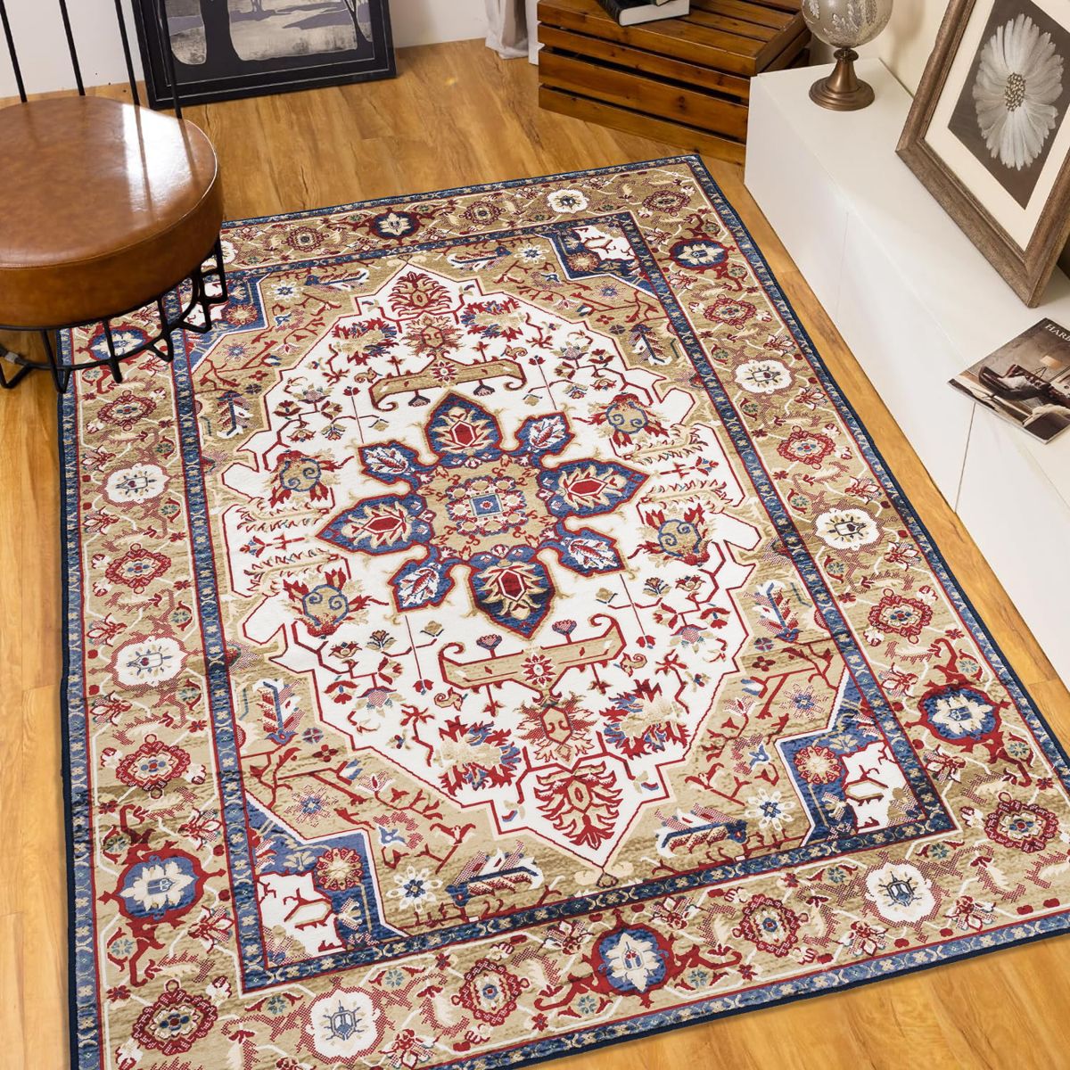 6 x 9 Ft Washable Persian-Style Floral Rug