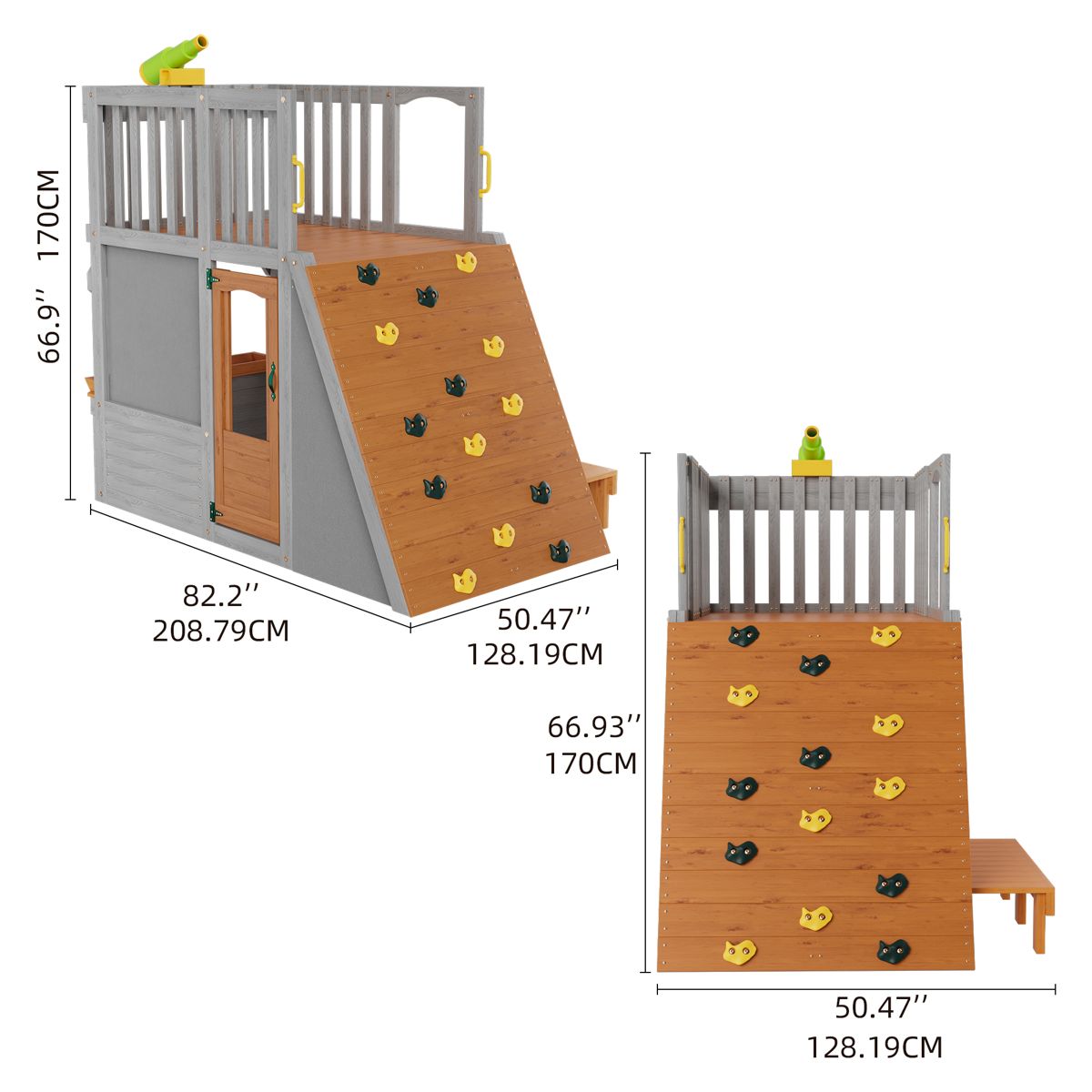 Two-Level Wooden Lookout Playhouse with Ramp — view 3