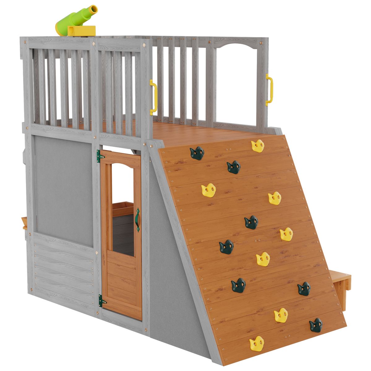Two-Level Wooden Lookout Playhouse with Ramp — view 4