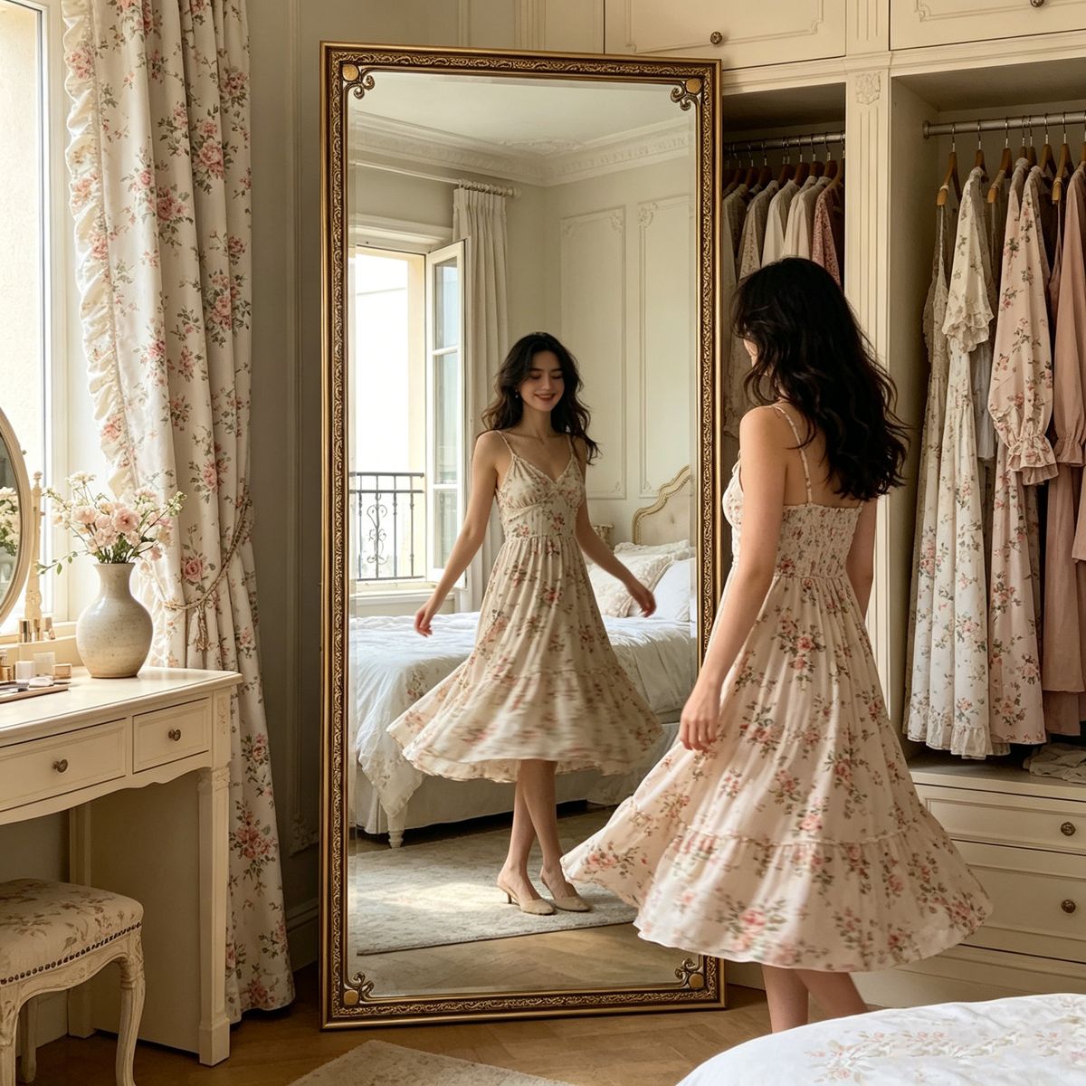 70-Inch Antique Gold Full Length Floor Mirror — view 2