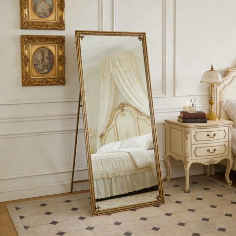 70-Inch Antique Gold Full Length Floor Mirror