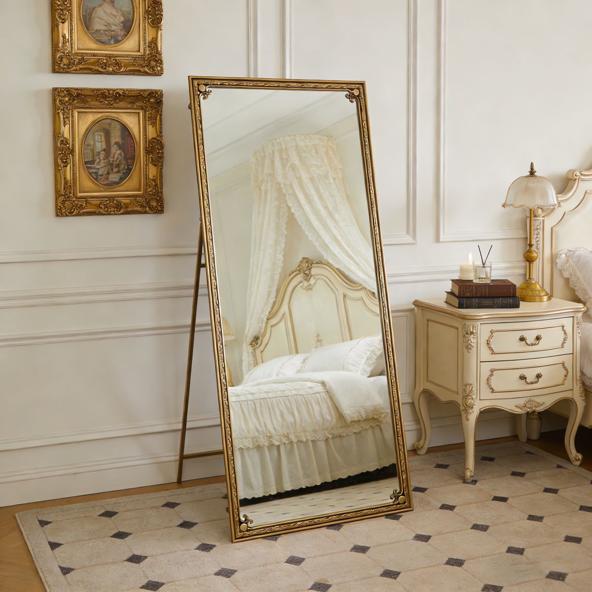 70-Inch Antique Gold Full Length Floor Mirror