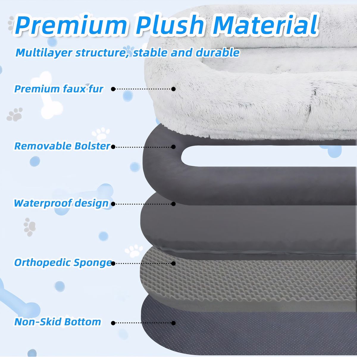 Human-Size Washable Faux Fur Dog Bed — view 4
