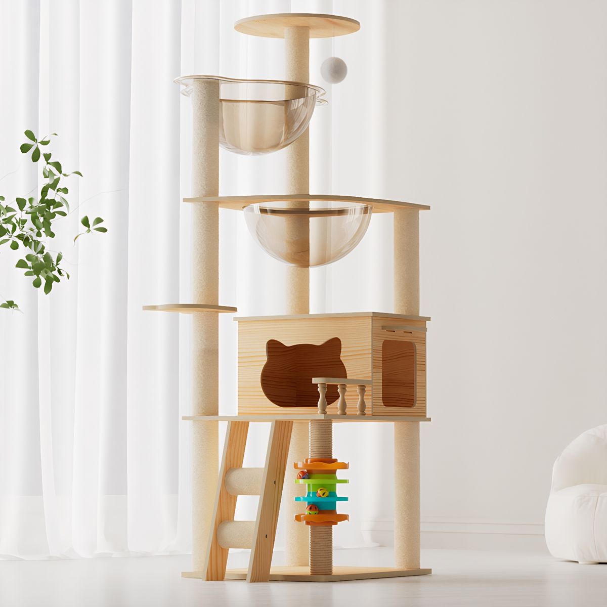 59-Inch Modern Cat Tower with Acrylic Hammock
