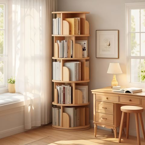 5-Tier Round Rotating Bookshelf Tower