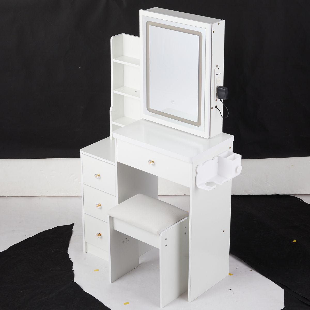 29.2-Inch Vanity Table with Sliding LED Mirror — view 4