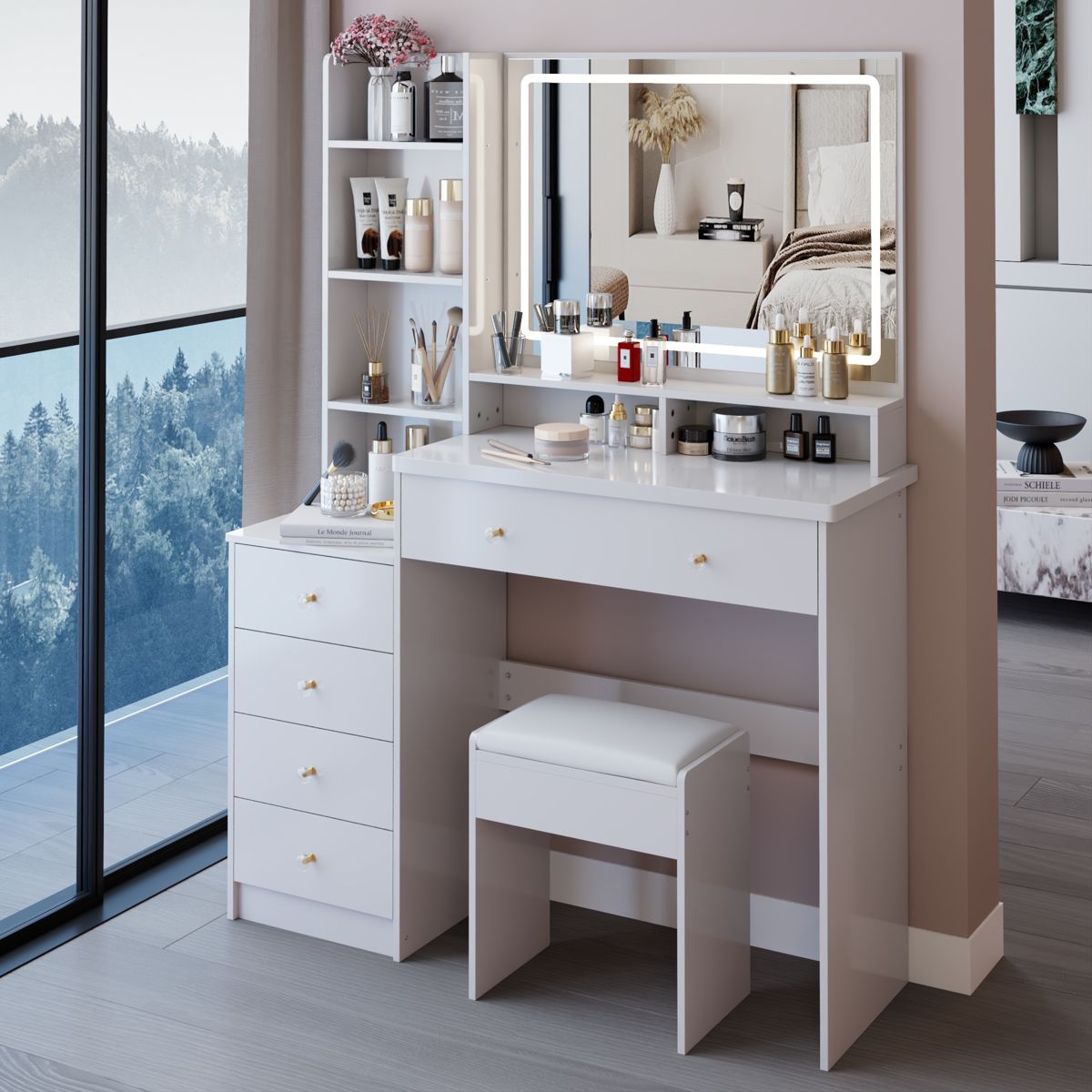 41-Inch Vanity Set with Bedside Cabinet