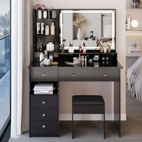 41-Inch LED Mirror Vanity with Oversized Desktop