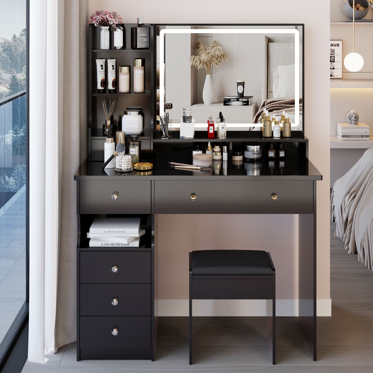 41-Inch LED Mirror Vanity with Oversized Desktop