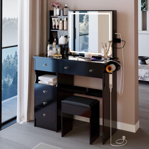37-Inch Vanity with Left Drawer and LED Mirror — view 1