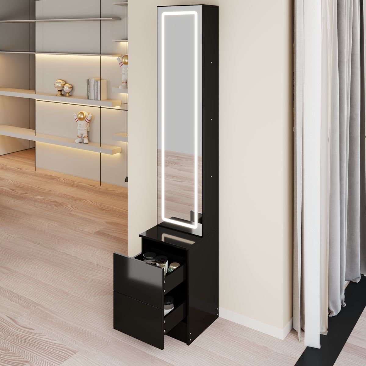LED Full-Length Mirror Jewelry Cabinet