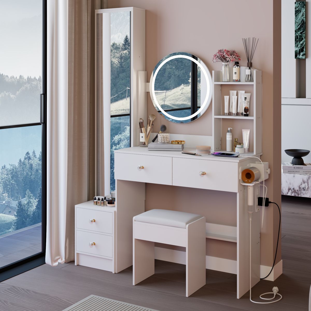 LED Vanity with Full-Body Mirror Cabinet