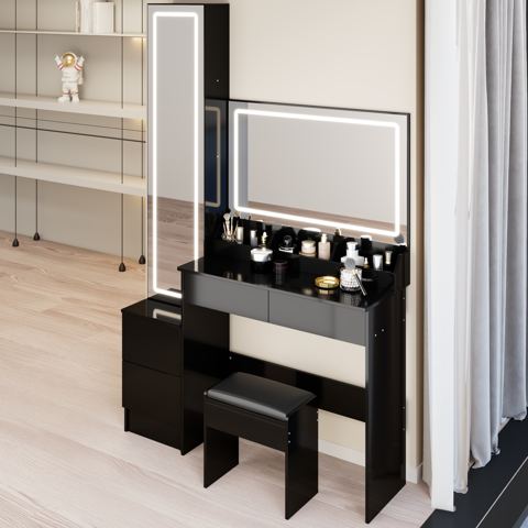 Dual LED Mirror Vanity and Cabinet Set