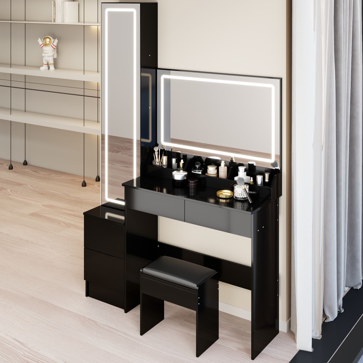 Dual LED Mirror Vanity and Cabinet Set