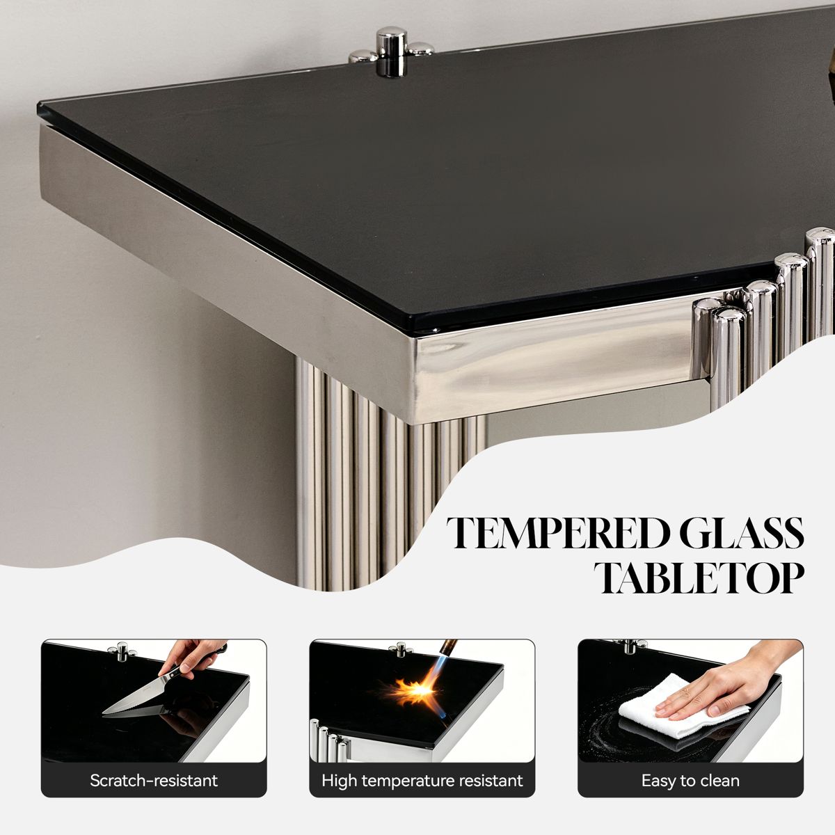 Two-Tier Tempered Glass Console Table — view 4
