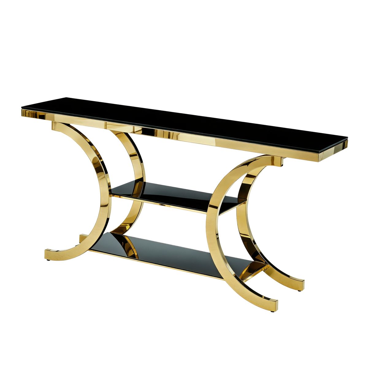 Three-Tier Tempered Glass Console Table — view 2