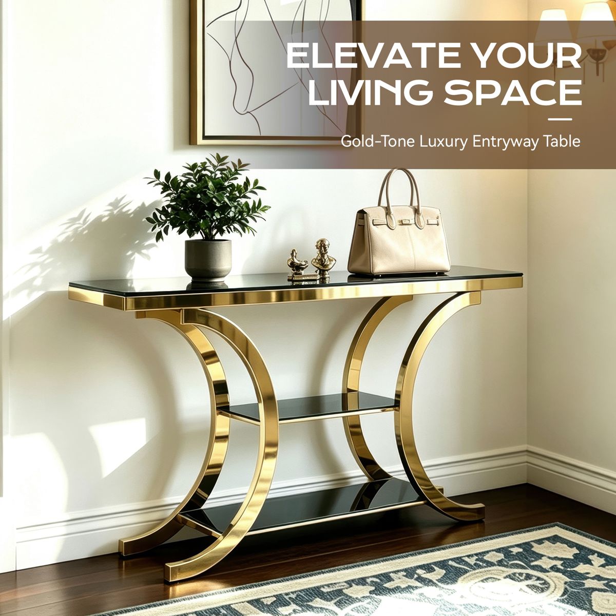 Three-Tier Tempered Glass Console Table — view 3